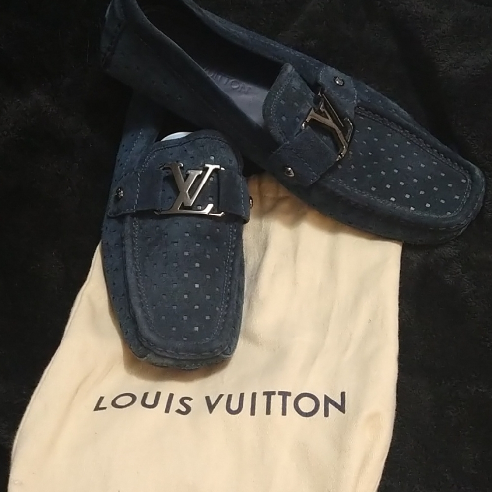 Louis Vuitton, blue moccasins, size 8 us for mens